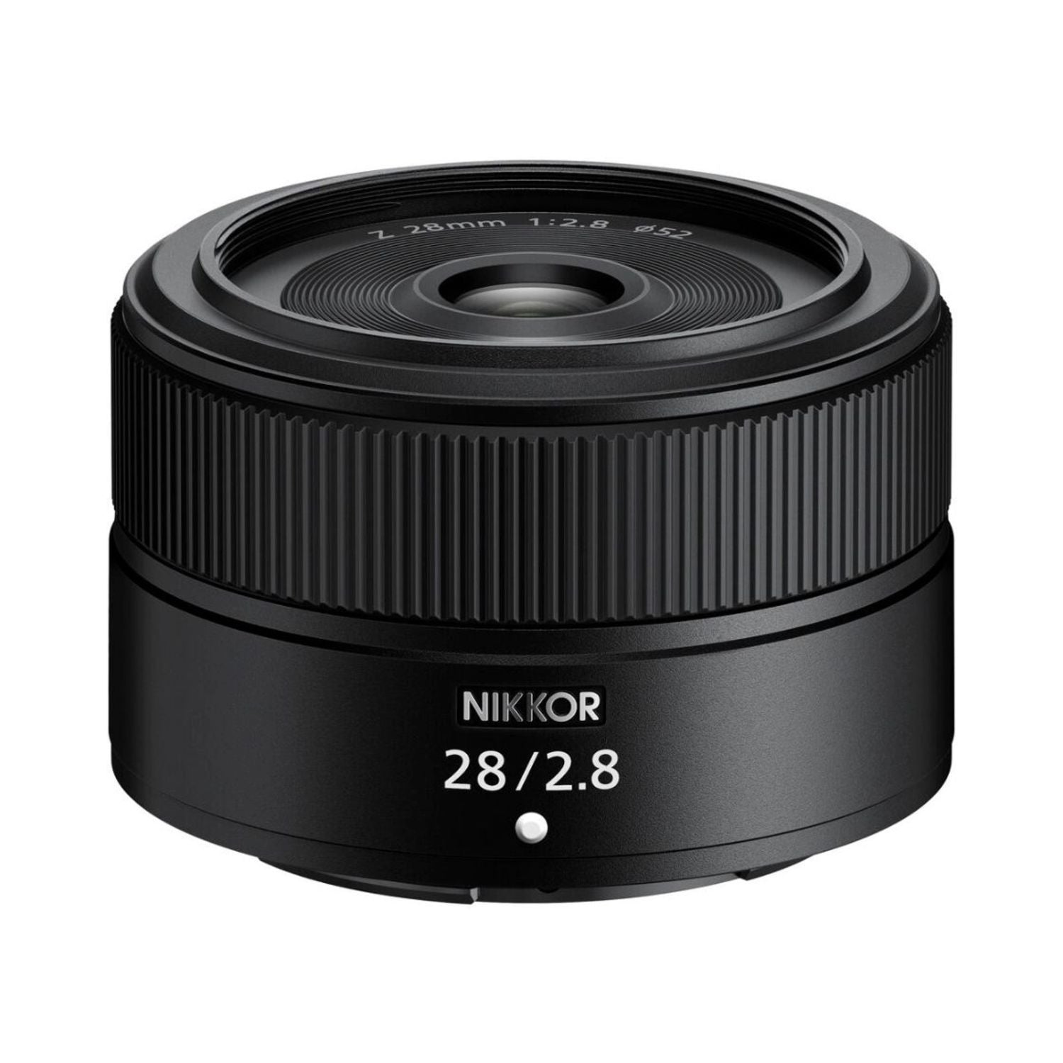 NIKKOR 28mm f/2.8 lens front, glass element and Z-mount markings